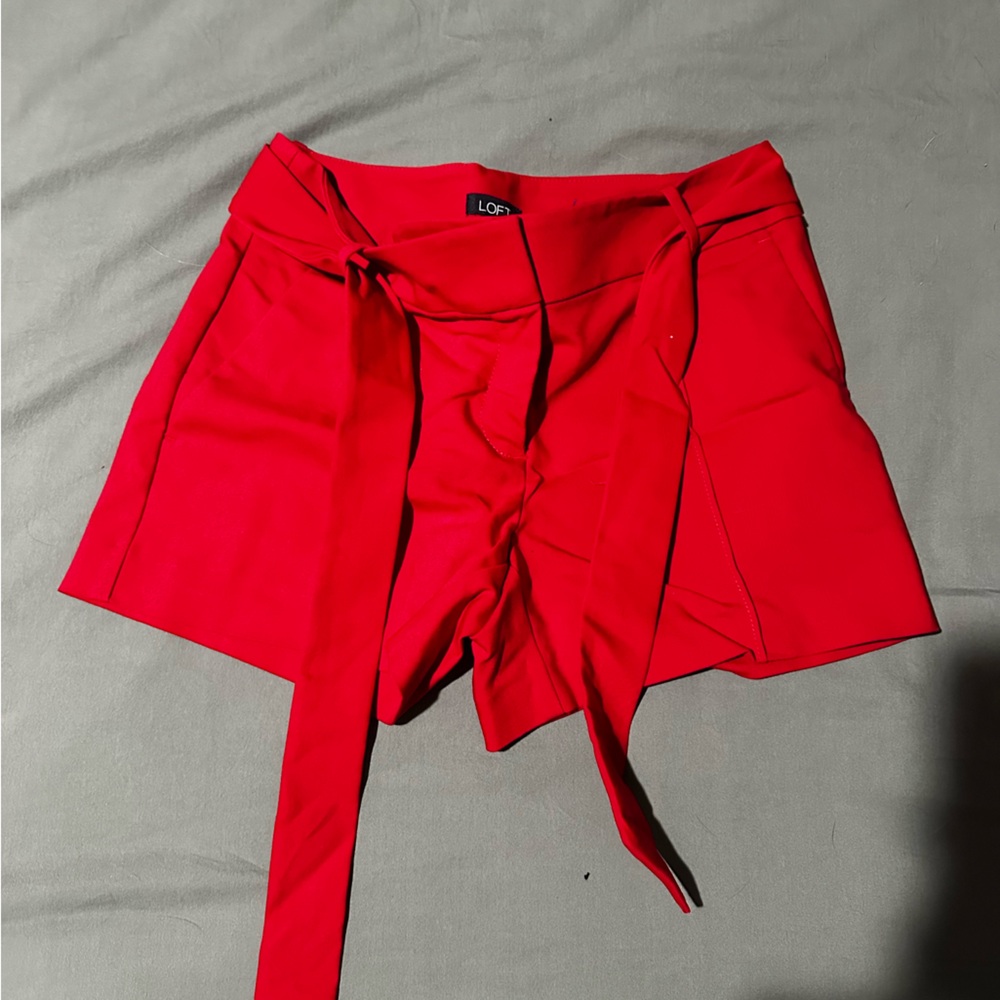 LOFT Red Bow-Tie Shorts